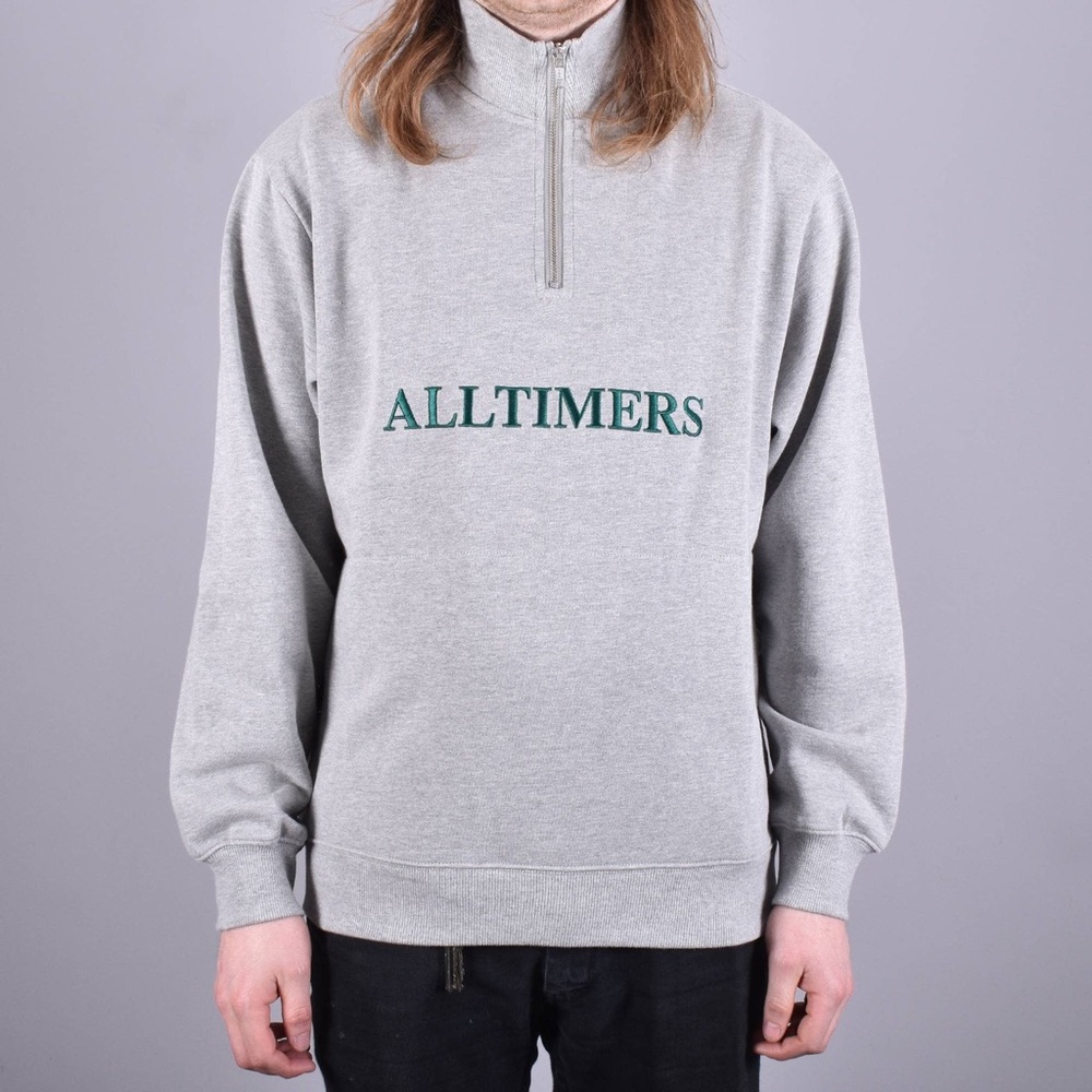 Alltimers Skateboards Grey Quarterzip with Hidden Sweatshirt Pocket